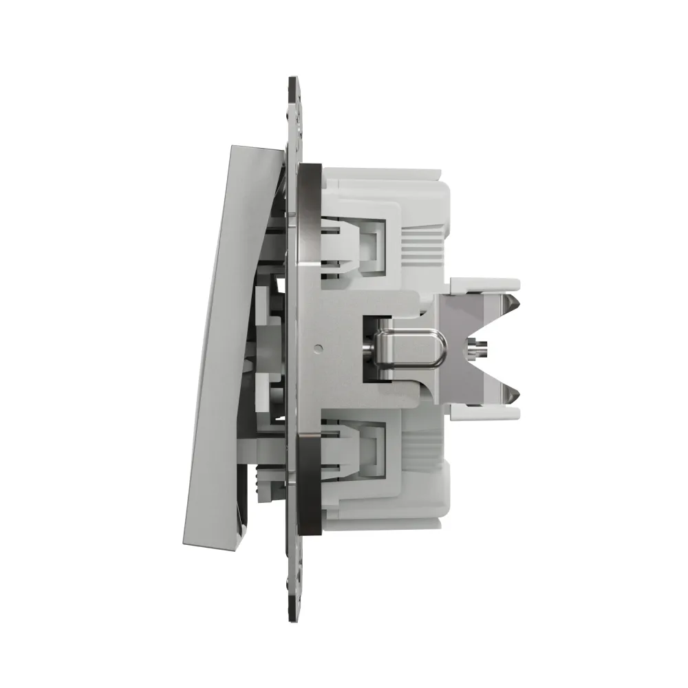 Выключатель Schneider Electric Asfora алюминий двухклавишный самозажимной EPH0300161