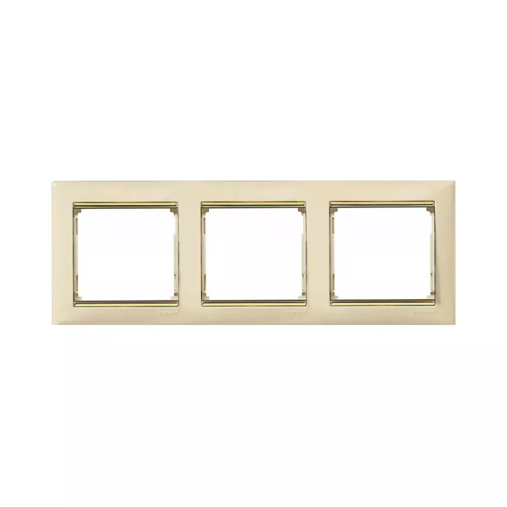 Рамка Legrand Valena Classic слонова кістка золотий штрих 3 пости 774153