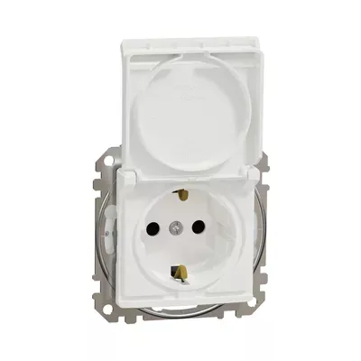 Розетка Schneider Sedna Design 1-а З/К внутр. зі шторками та кришкою IP44 білий SDD211023