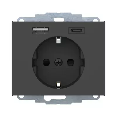 Розетка Berker К.1 с з/к + 2хUSB А+С антрацит 48047006