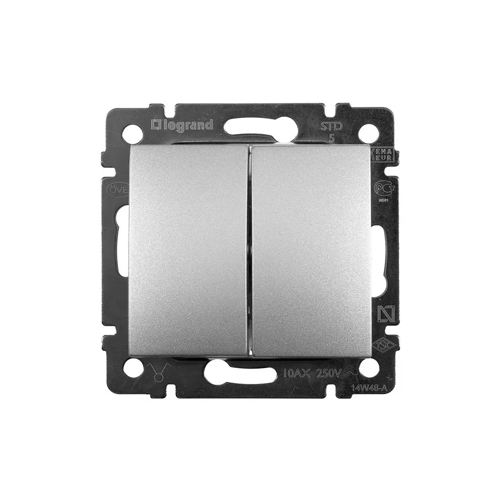 Legrand Valena Classic Вимикач 2клавішний Алюміній 770105