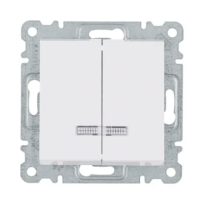 Вимикач з підсвічуванням 2-клавішний Lumina, білий, 10АХ/230В WL0240