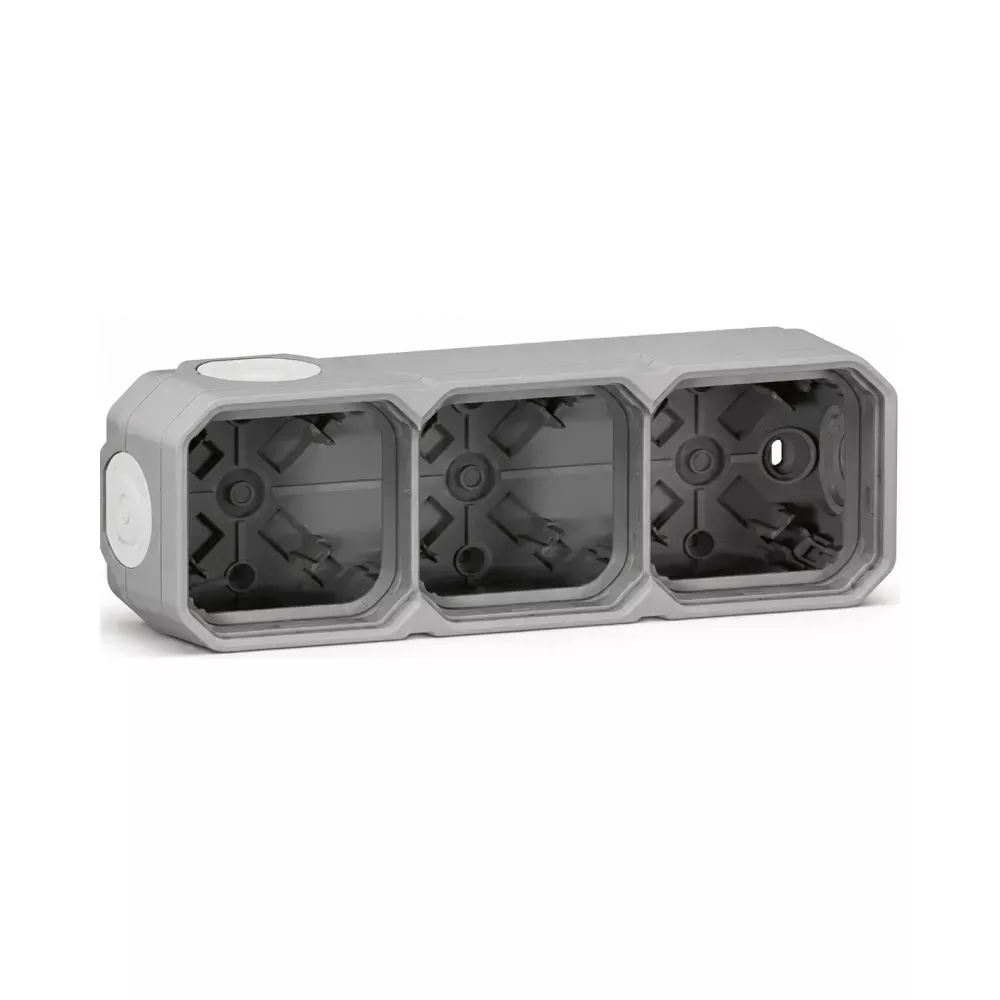 Legrand Коробка наклад. 3-пост. гориз./верт. Plexo New  сірий 069680L
