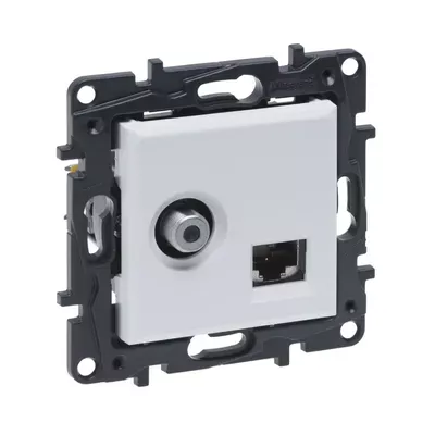 Розетка Legrand Niloe Step комбінована TV тип F та RJ45 CAT6 UTP білий 863177
