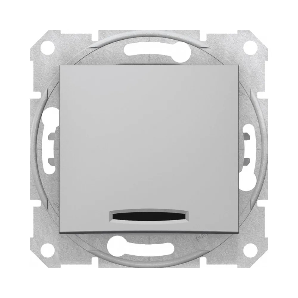 Выключатель Schneider Electric Sedna алюминий одноклавишный с подсветкой SDN1400160