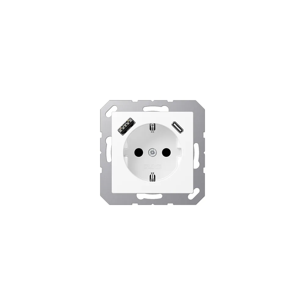 JUNG A Розетка SCHUKO з USB тип AC білосніжний матовий A1520-15CAWWM