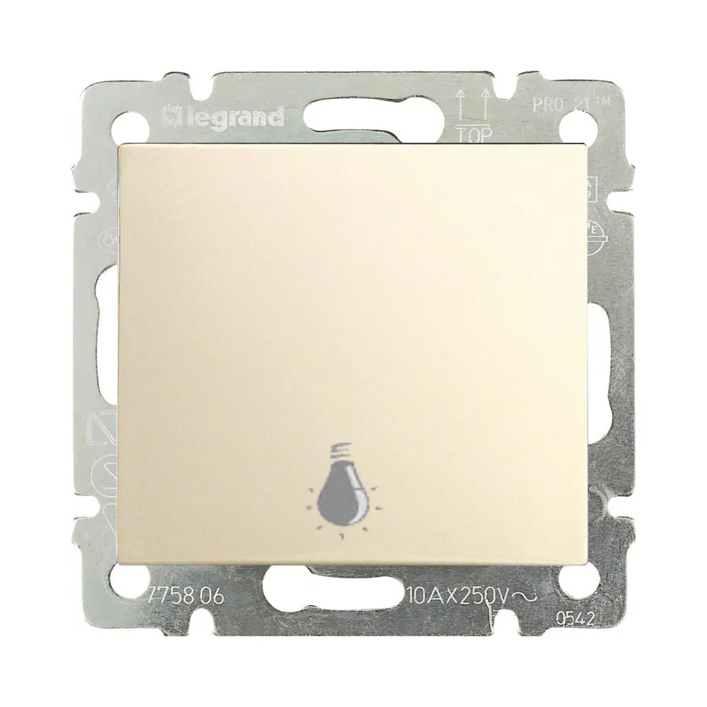 Legrand Valena Classic Вимикач без фіксації з символом лампи 10А Слонова кістка 774312