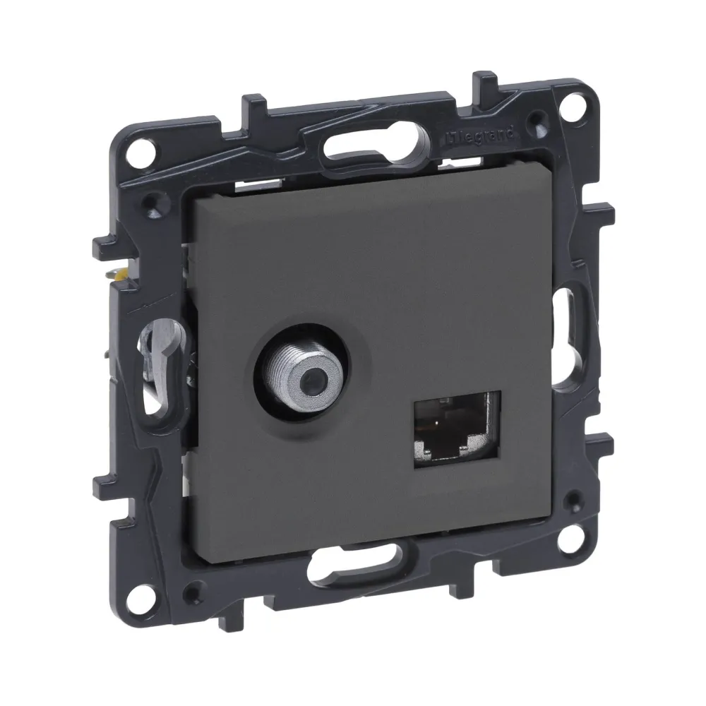 Розетка TV+RJ45 Legrand Niloe Step сталь телевизионная+компьютерная 863477