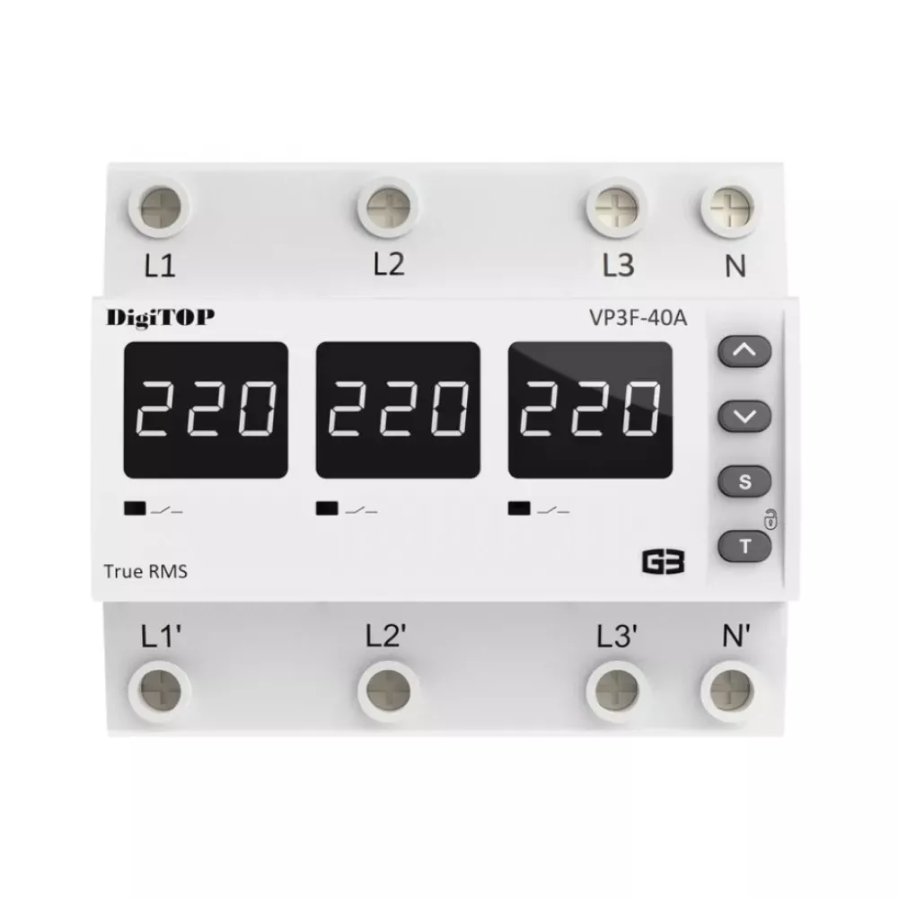 Реле напряжения DigiTOP 40А (max 50A) VP-3F40A M6W