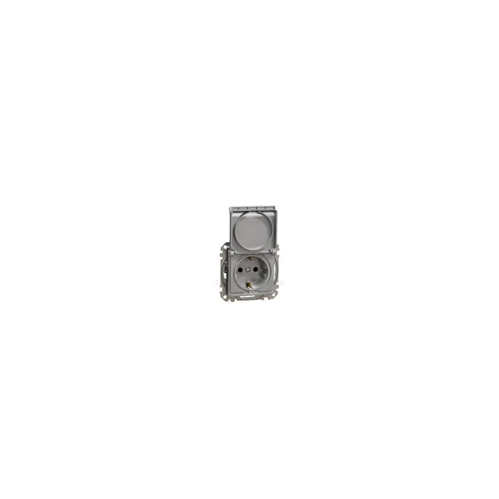 Розетка Schneider Sedna Design 1-а З/К внутр. со шторками и крышкой IP44 алюминий SDD213024