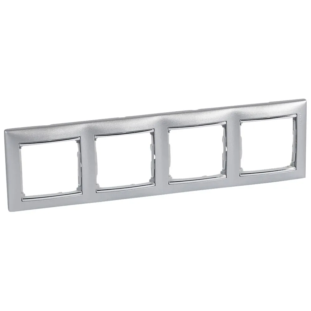 Legrand Valena Classic Рамка 4 пости Алюміній срібний штрих 770354