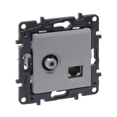 Розетка TV+RJ45 Legrand Niloe Step алюміній телевізійна+комп'ютерна 863377