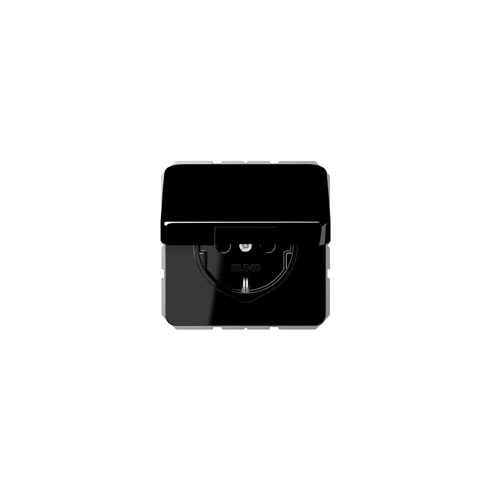 JUNG CD Розетка SCHUKO з кришкою чорний CD1520BFKLSW