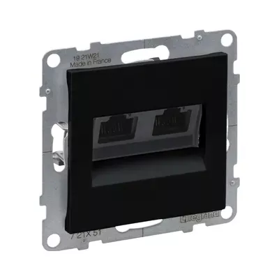 Розетка інформаційна подвійна Legrand Suno RJ45 CAT5E UTP чорний 721451