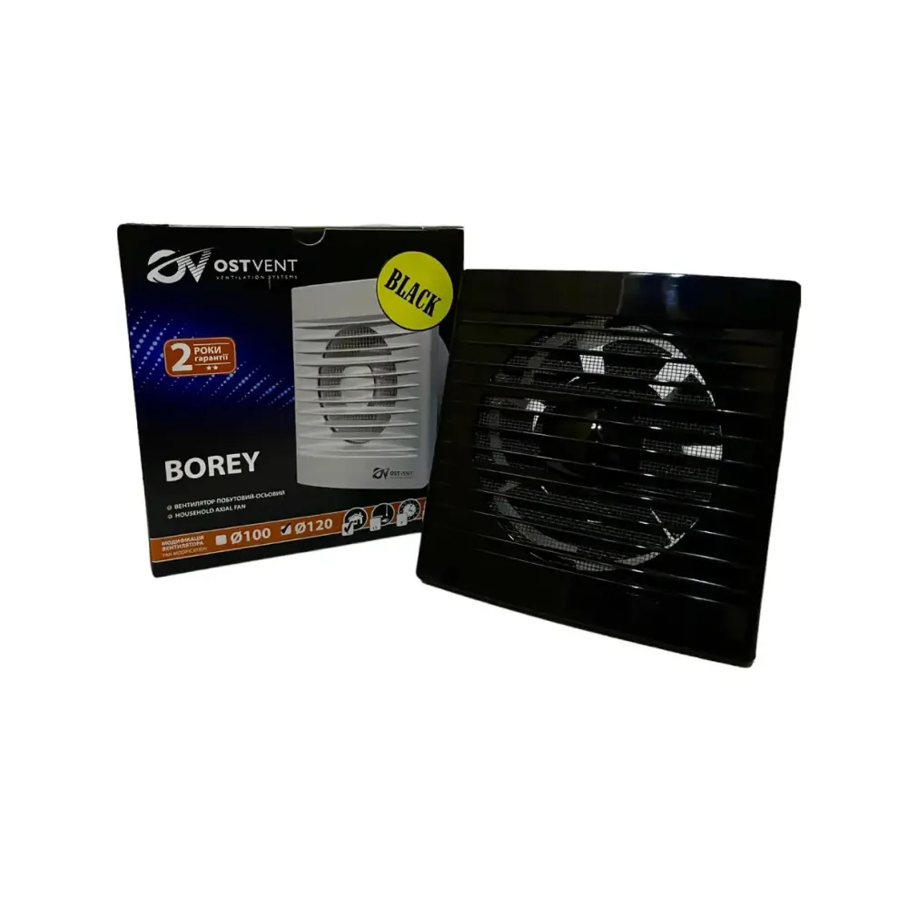 Витяжний вентилятор осьовий Ostvent Borey 120 S чорний 012-0120B