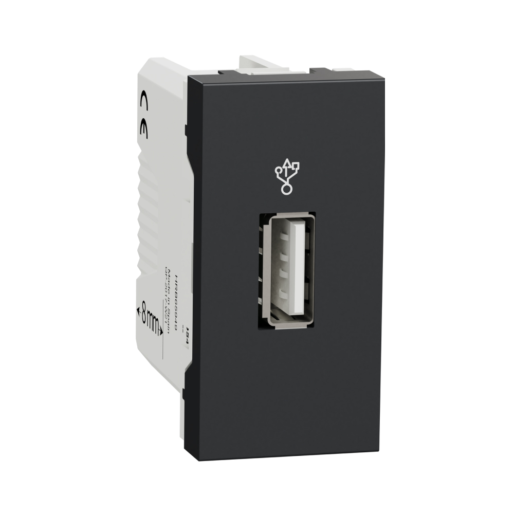 Розетка USB Schneider Electric Unica New 1 модуль антрацит NU342954