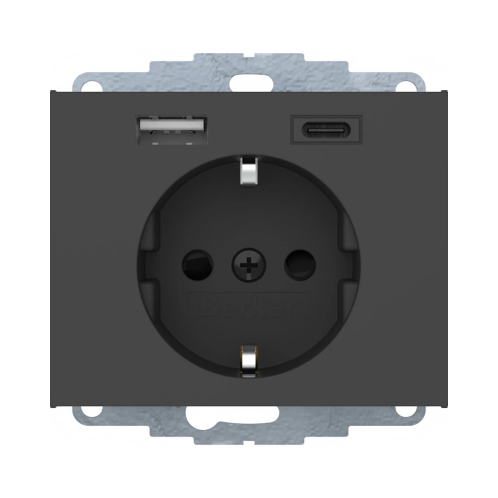 Розетка Berker К.1 з з/к + 2хUSB А+С антрацит 48047006
