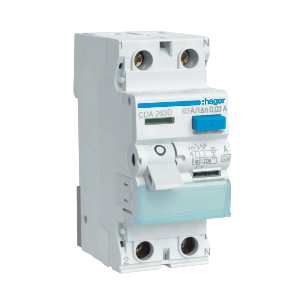 Устройство защитного отключения Hager 2P 6kA 63A 30mA A CDA263D