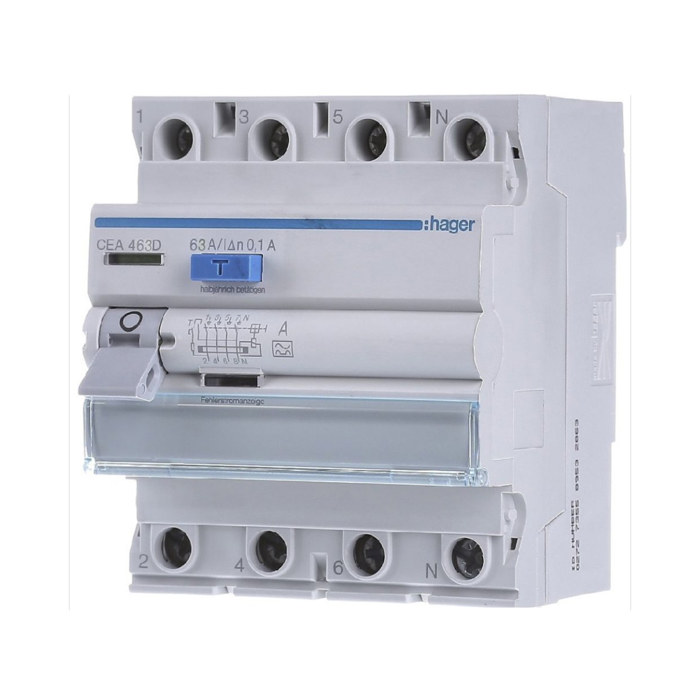 ПЗВ Hager 4P 6kA 63A 100mA A CEA463D