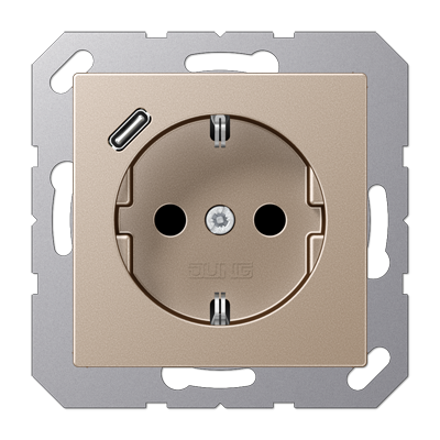 JUNG A Розетка SСHUKO з USB тип C шампанське A1520-18CCH