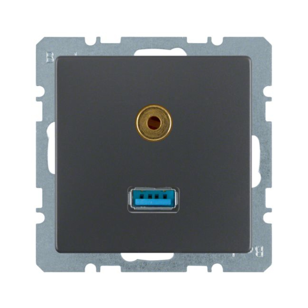 Розетка USB/аудио 3.5 мм Berker Q.x антрацит 3315396086