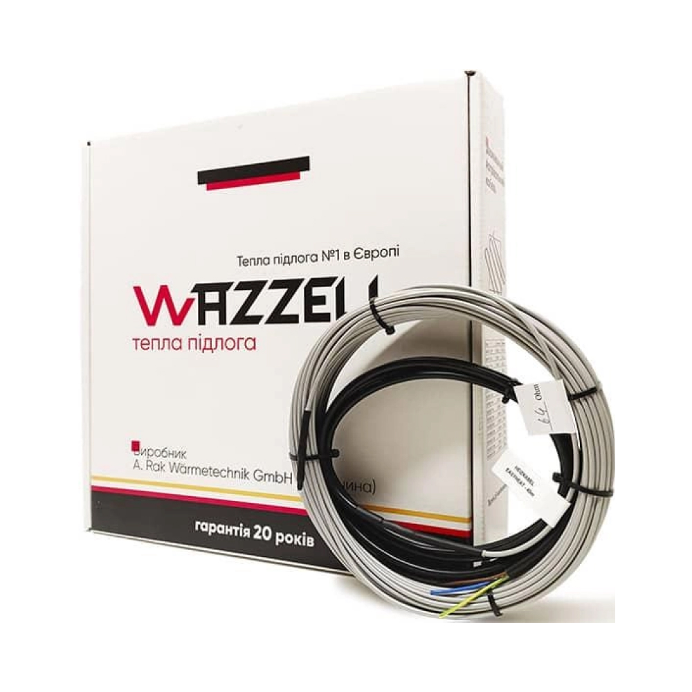 Тонкий нагрівальний кабель під плитку Wazzell Eashyheat 100 м / 2000 Вт / 10 - 15 м² WZE5094